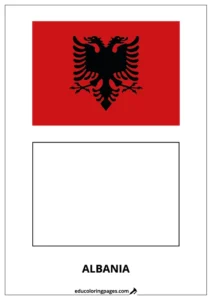 Albania Flag Coloring Page – Bilingual