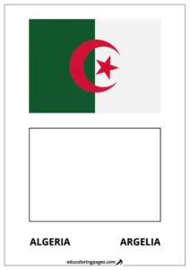 Algeria Flag Coloring Page (Argelia) – Bilingual