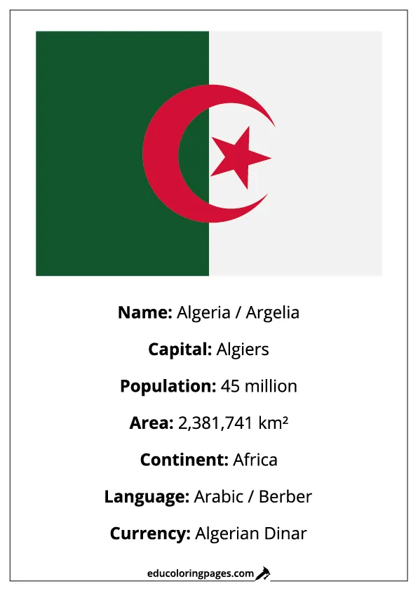 Algeria Flag Country Facts Educational