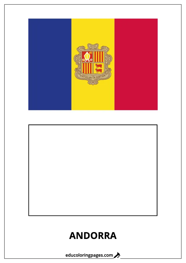 Andorra Flag Coloring Page – Bilingual