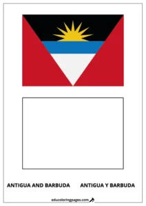 Antigua and Barbuda Flag Coloring Page (Antigua y Barbuda) – Bilingual
