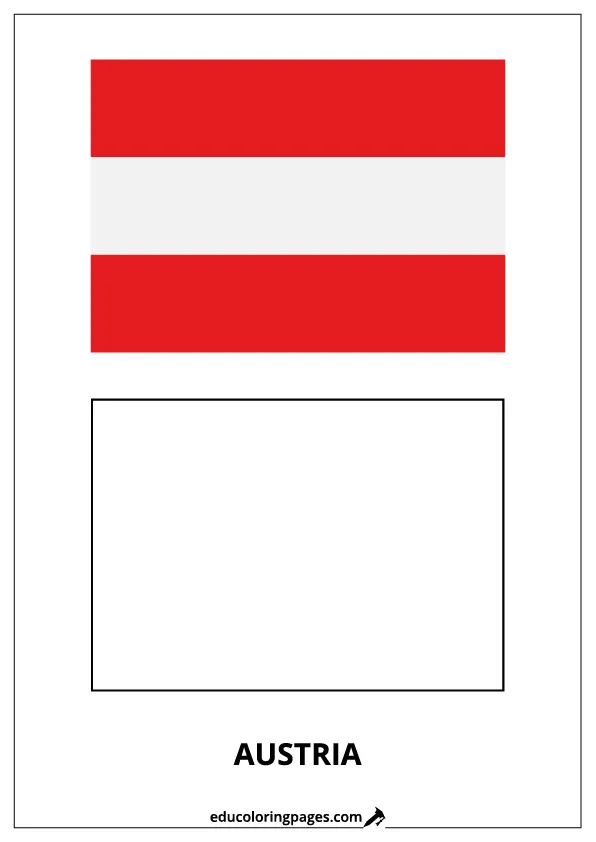 Austria Flag Coloring Page – Bilingual