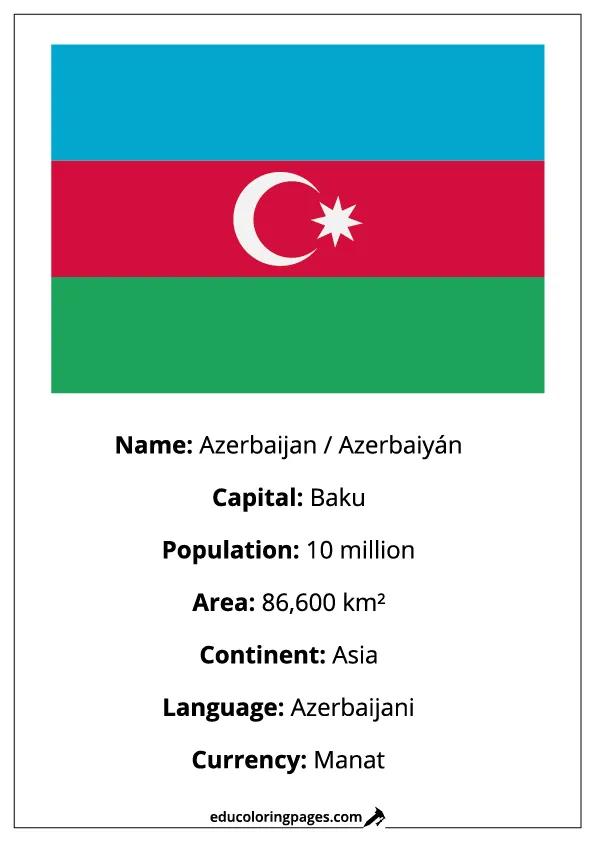Azerbaijan Flag Country Facts Educational