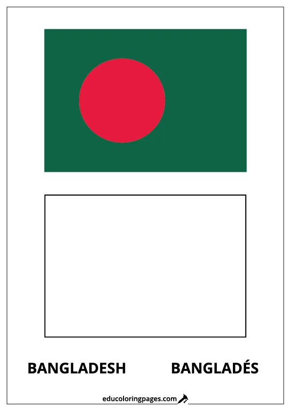 Bangladesh Flag Coloring Page (Bangladés) – Bilingual