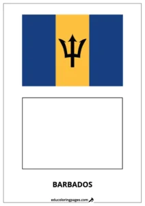 Barbados Flag Coloring Page – Bilingual