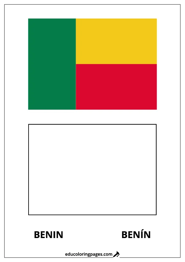 Benin Flag Coloring Page (Benín) – Bilingual