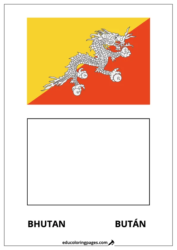 Bhutan Flag Coloring Page – Bilingual