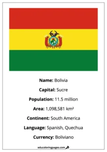 Bolivia Flag Country Facts Educational
