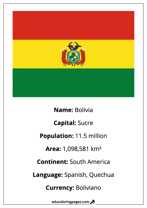 Bolivia Flag Country Facts Educational