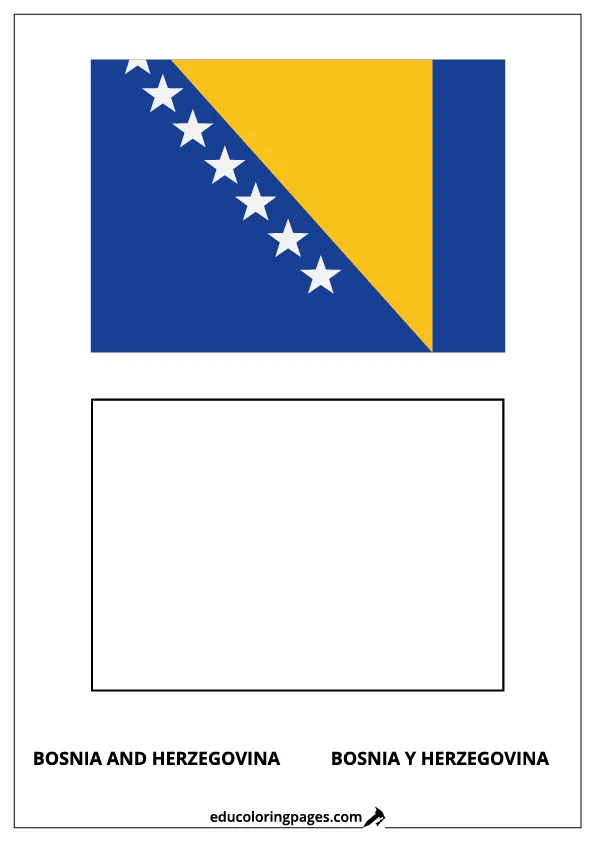 Bosnia and Herzegovina Flag Coloring Page (Bosnia y Herzegovina) – Bilingual
