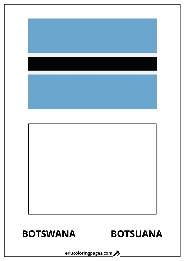 Botswana Flag Coloring Page – Bilingual