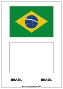 Brazil Flag Coloring Page (Brasil) – Bilingual