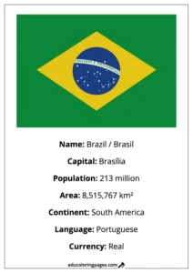 Brazil Flag Country Facts Educational