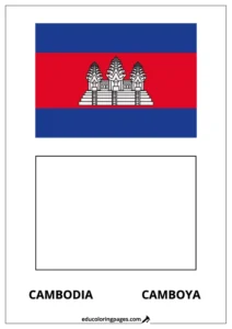 Cambodia Flag Coloring Page (Camboya) – Bilingual