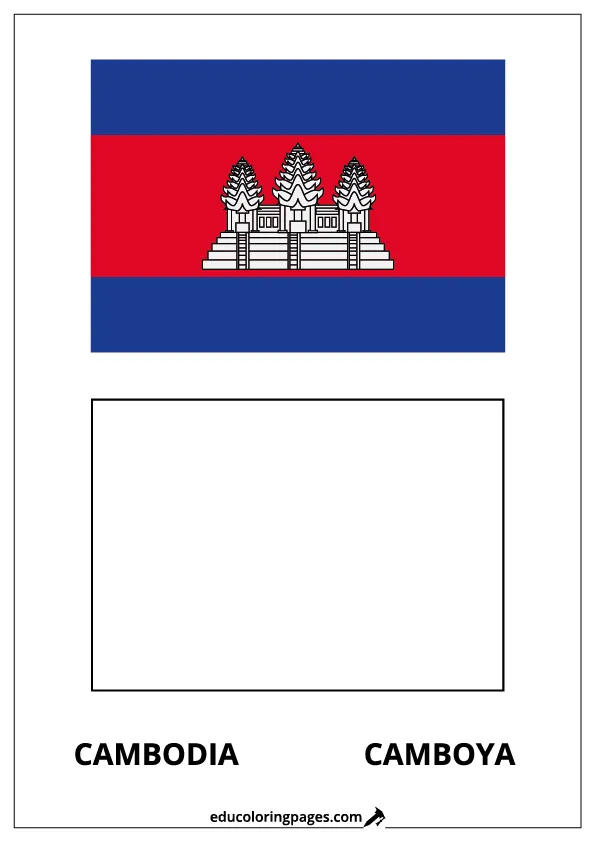 Cambodia Flag Coloring Page (Camboya) – Bilingual