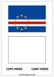 Cape Verde Flag Coloring Page (Cabo Verde) – Bilingual