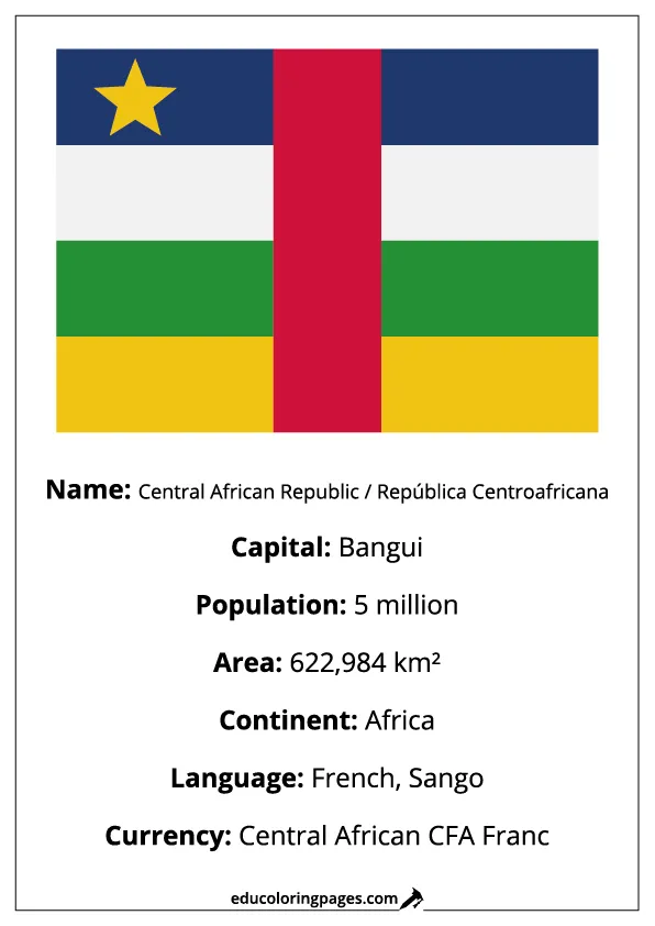 Central African Republic Flag Country Facts Educational