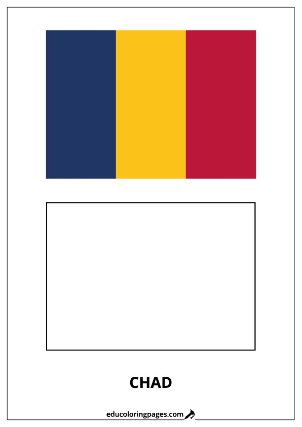 Chad Flag Coloring Page – Bilingual