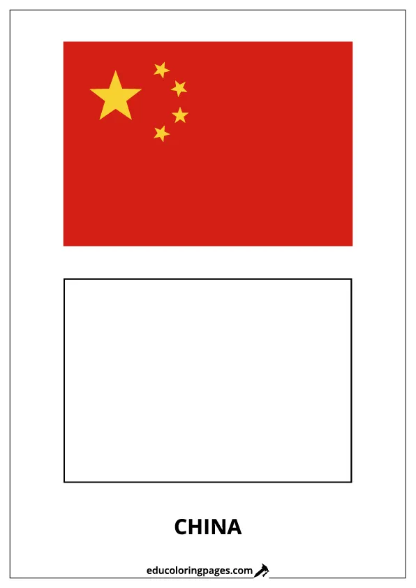 China Flag Coloring Page – Bilingual