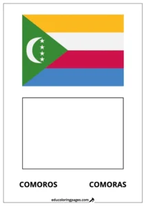 Comoros Flag Coloring Page (Comoras) – Bilingual