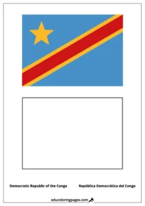 Democratic Republic of the Congo Flag Coloring Page (República Democrática del Congo) – Bilingual