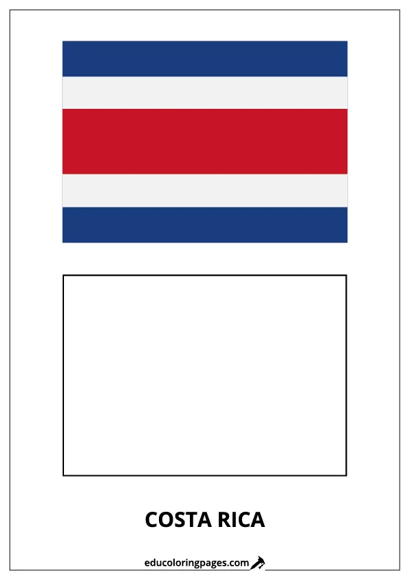 Costa Rica Flag Coloring Page – Bilingual