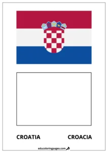 Croatia Flag Coloring Page (Croacia) – Bilingual