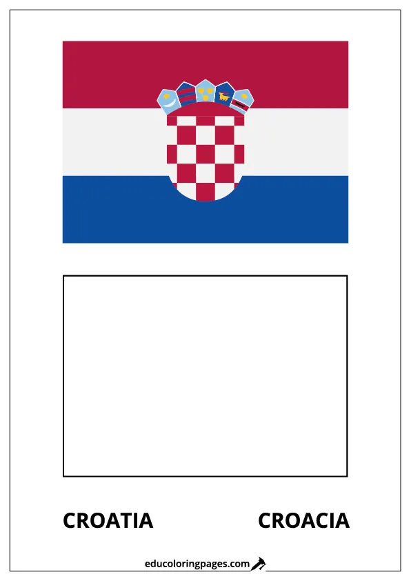 Croatia Flag Coloring Page (Croacia) – Bilingual