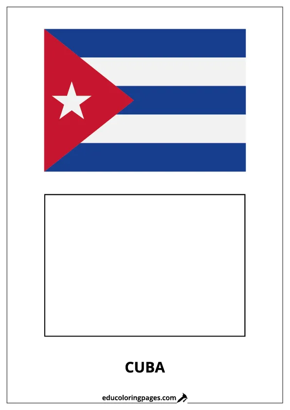 Cuba Flag Coloring Page – Bilingual
