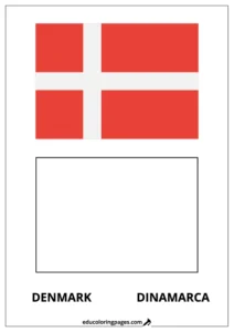 Denmark Flag Coloring Page (Dinamarca) – Bilingual
