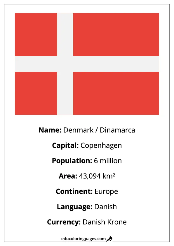 Denmark Flag Country Facts Educational