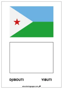 Djibouti Flag Coloring Page (Yibuti) – Bilingual