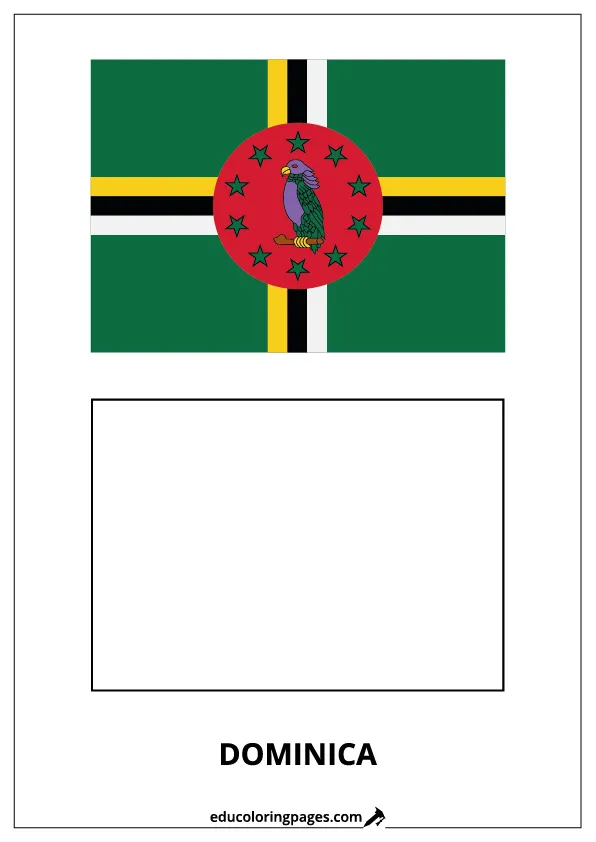 Dominica Flag Coloring Page – Bilingual