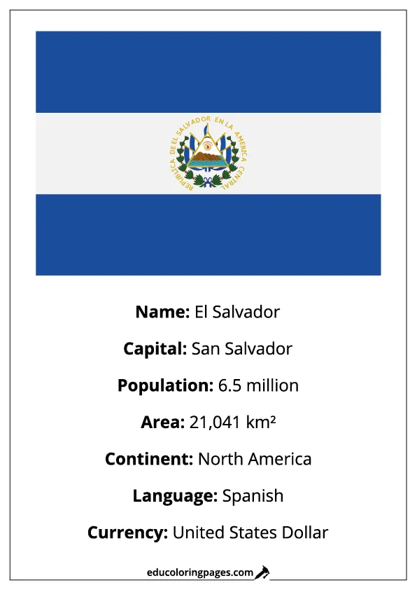 El Salvador Flag Country Facts Educational