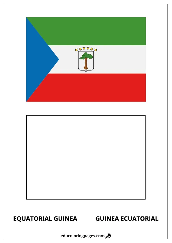 Equatorial Guinea Flag Coloring Page (Guinea Ecuatorial) – Bilingual