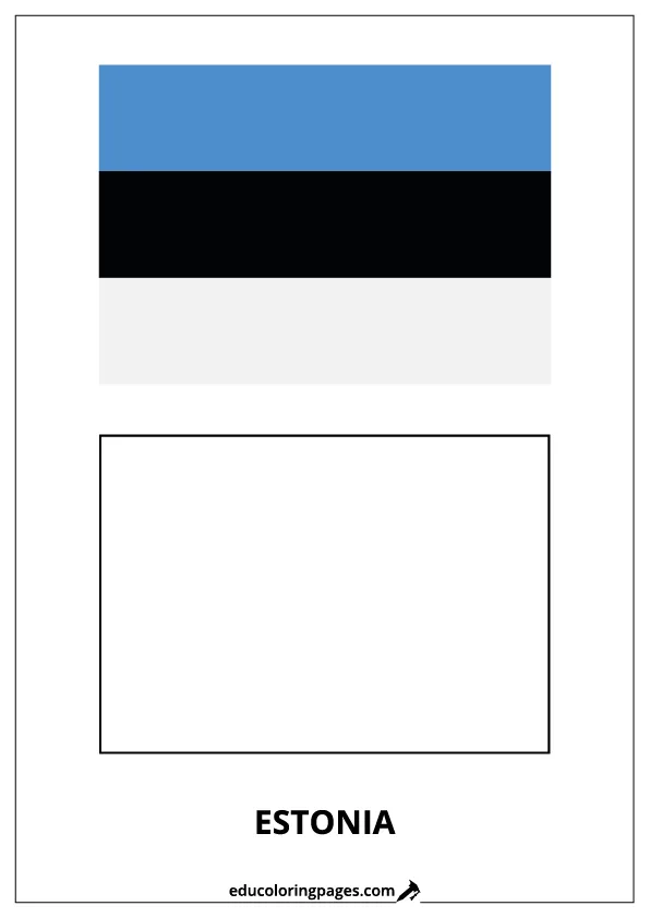 Estonia Flag Coloring Page (Estonia) – Bilingual