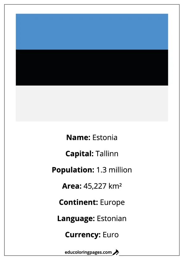 Estonia Flag Country Facts Educational
