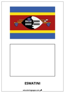 Eswatini Flag Coloring Page (Suazilandia) – Bilingual