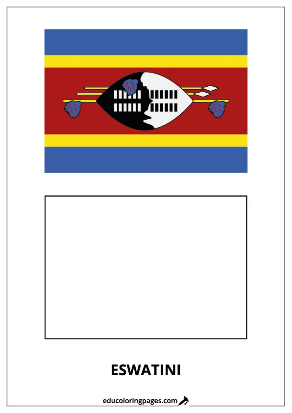 Eswatini Flag Coloring Page (Suazilandia) – Bilingual