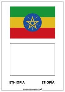 Ethiopia Flag Coloring Page (Etiopía) – Bilingual