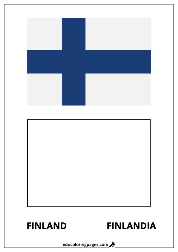 Finland Flag Coloring Page (Finlandia) – Bilingual