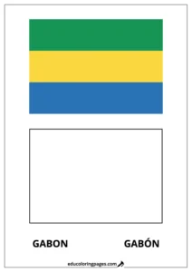 Gabon Flag Coloring Page (Gabón) – Bilingual