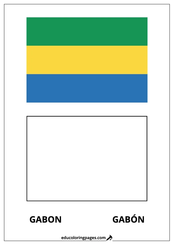 Gabon Flag Coloring Page (Gabón) – Bilingual