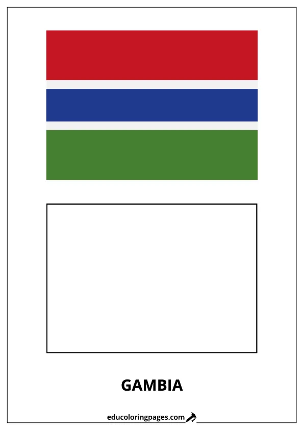 Gambia Flag Coloring Page (Gambia) – Bilingual