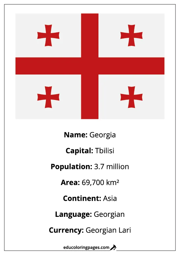Georgia Flag Country Facts Educational