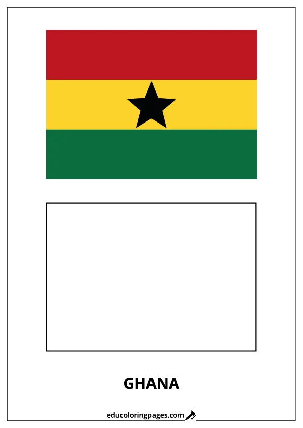 Ghana Flag Coloring Page (Ghana) – Bilingual