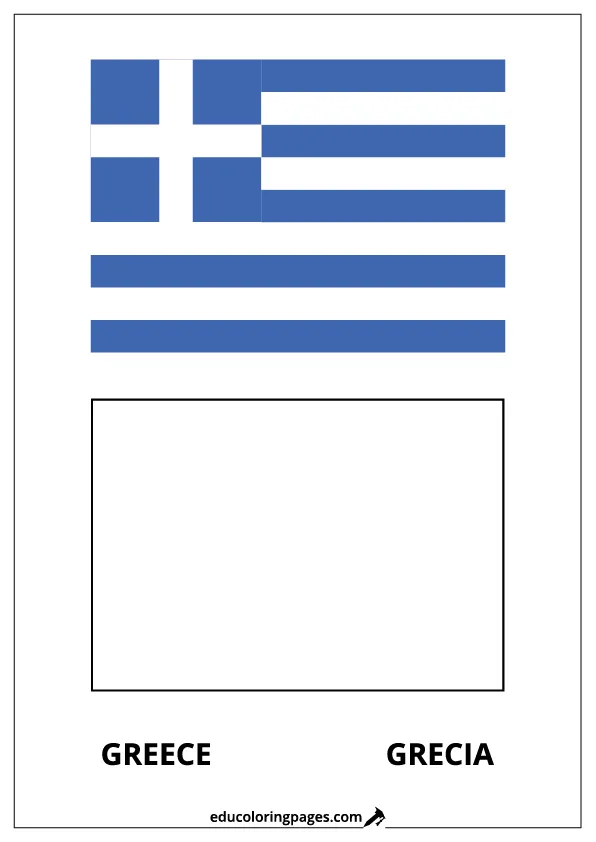 Greece Flag Coloring Page (Grecia) – Bilingual