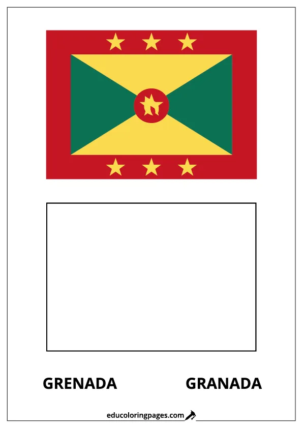 Grenada Flag Coloring Page (Granada) – Bilingual