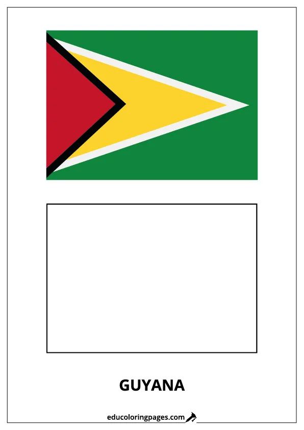 Guyana Flag Coloring Page (Guyana) – Bilingual