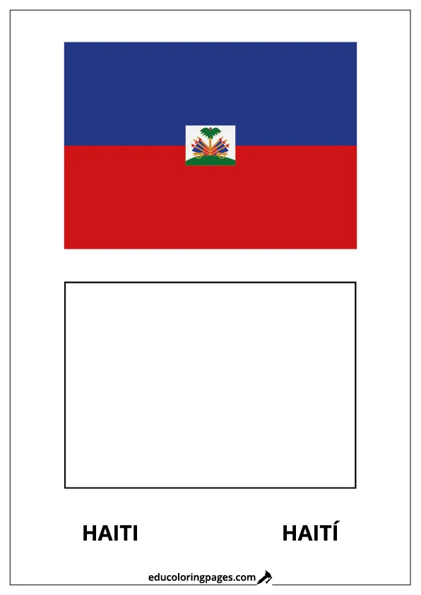Haiti Flag Coloring Page (Haití) – Bilingual